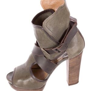 Chloe Khaki green and Dark Brown Heeled Boots
